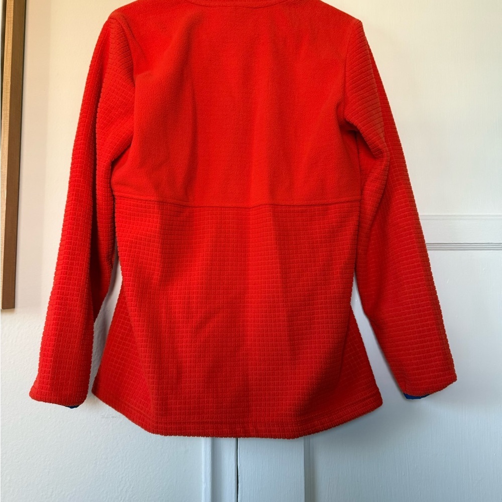 Lands’ End Women’s Fleece Jacket Small Orange & Blue Full-Zip Cozy Layer - Picture 7 of 10
